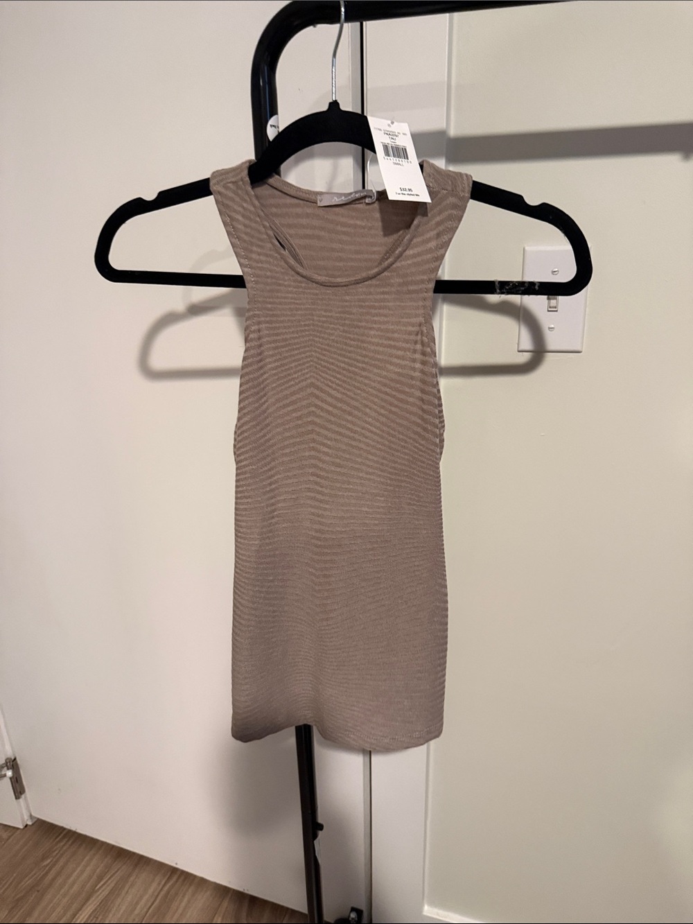 Ribbed Sleeveless Tank Top - Taupe